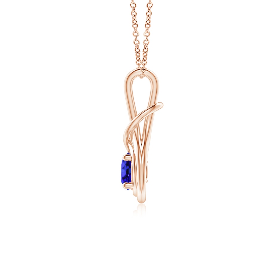 5mm AAA Round Tanzanite Solitaire Infinity Knot Pendant in Rose Gold side 199