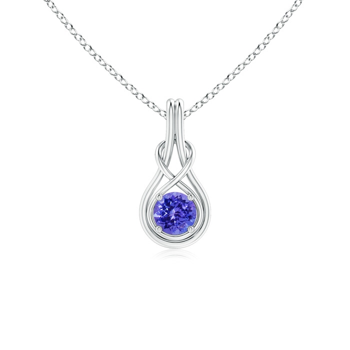 5mm AAAA Round Tanzanite Solitaire Infinity Knot Pendant in P950 Platinum