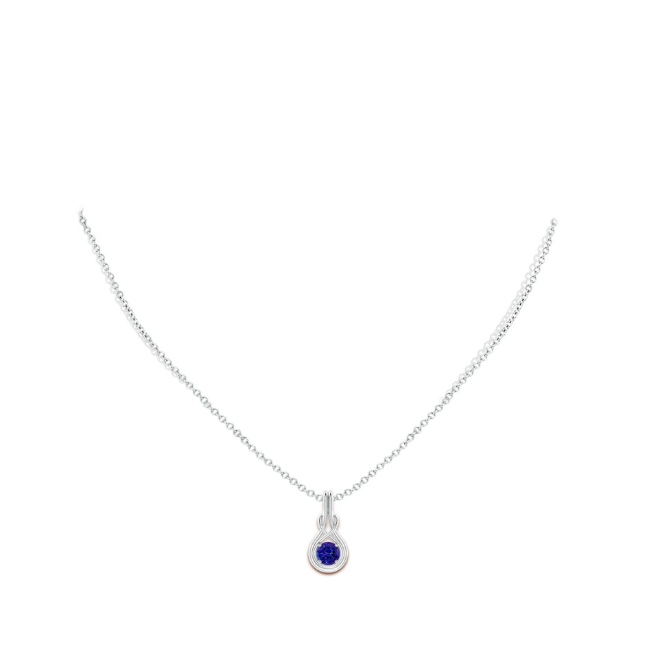 5mm AAAA Round Tanzanite Solitaire Infinity Knot Pendant in P950 Platinum pen