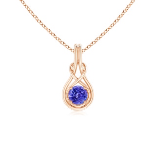 5mm AAAA Round Tanzanite Solitaire Infinity Knot Pendant in Rose Gold