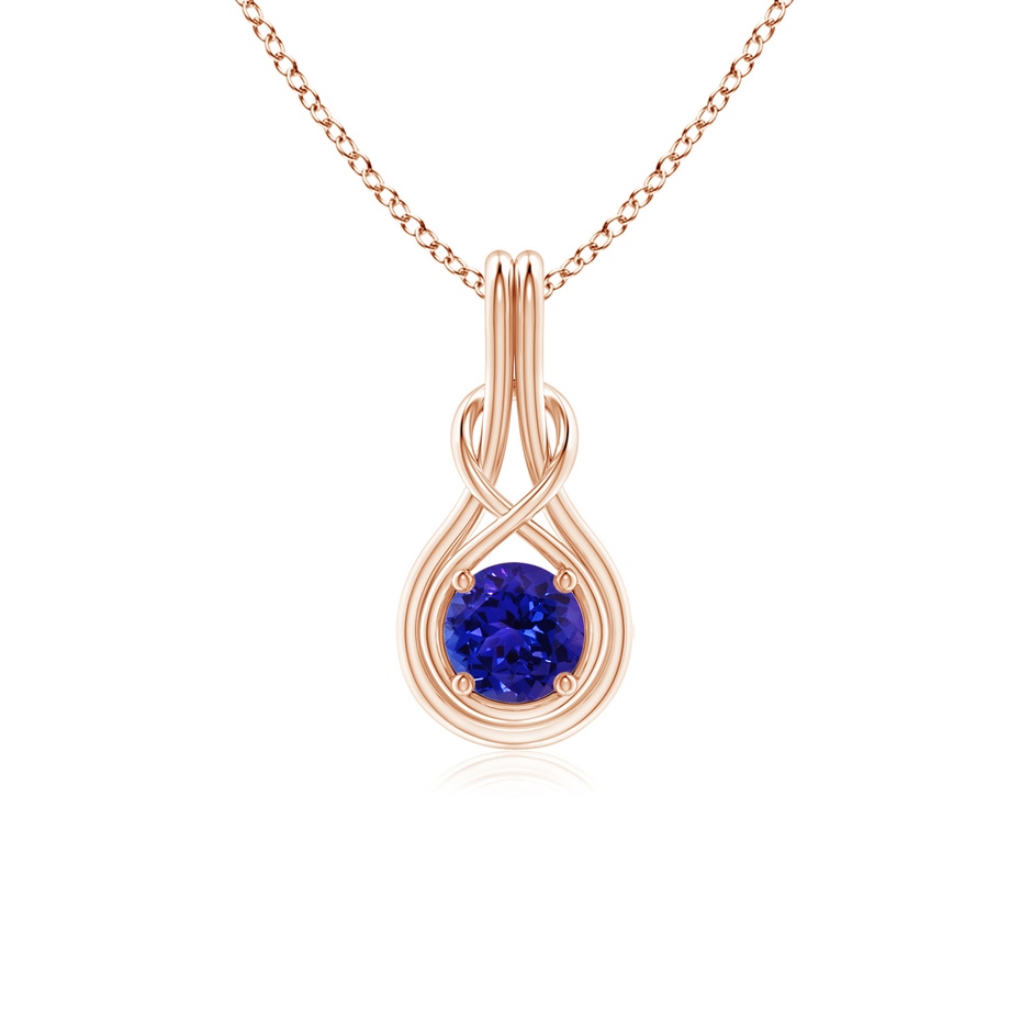 5mm AAAA Round Tanzanite Solitaire Infinity Knot Pendant in Rose Gold 