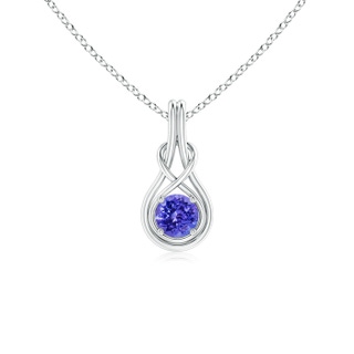 5mm AAAA Round Tanzanite Solitaire Infinity Knot Pendant in White Gold