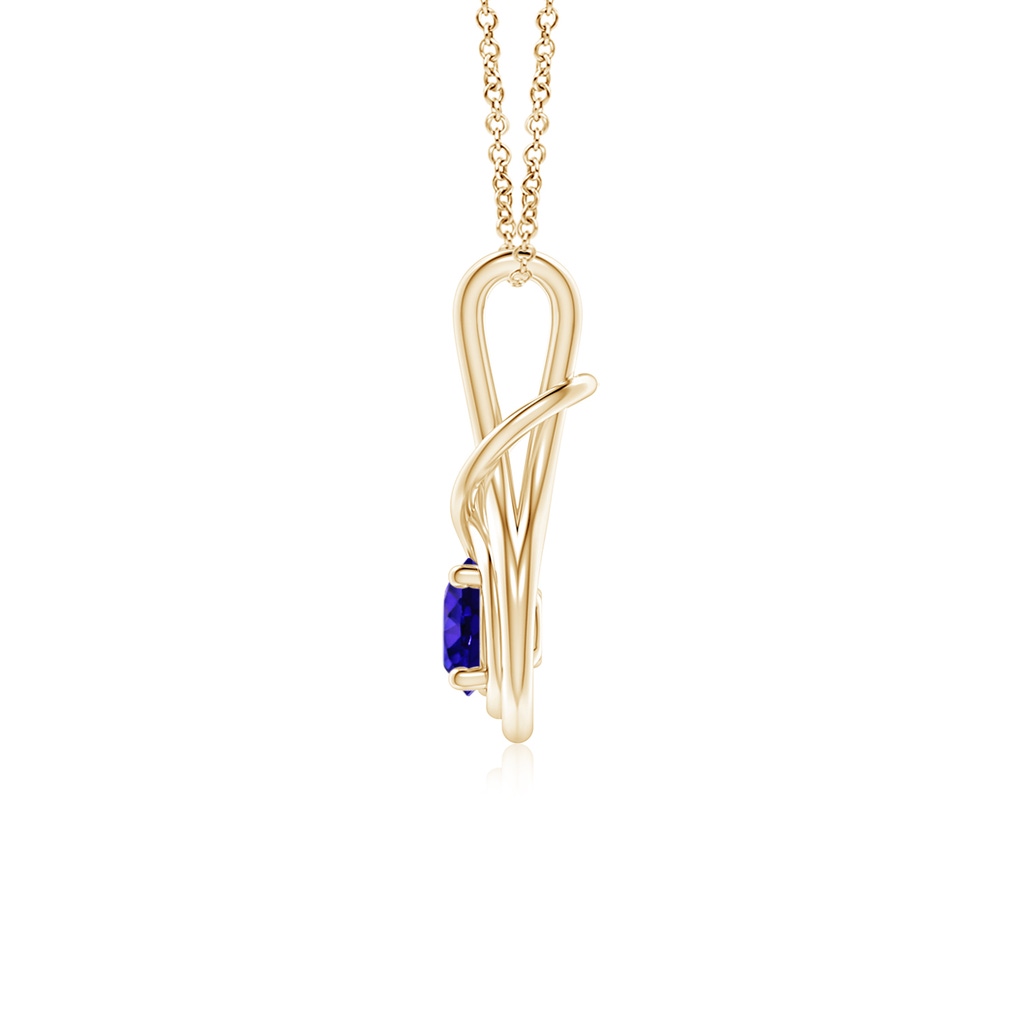 5mm AAAA Round Tanzanite Solitaire Infinity Knot Pendant in Yellow Gold - side 199