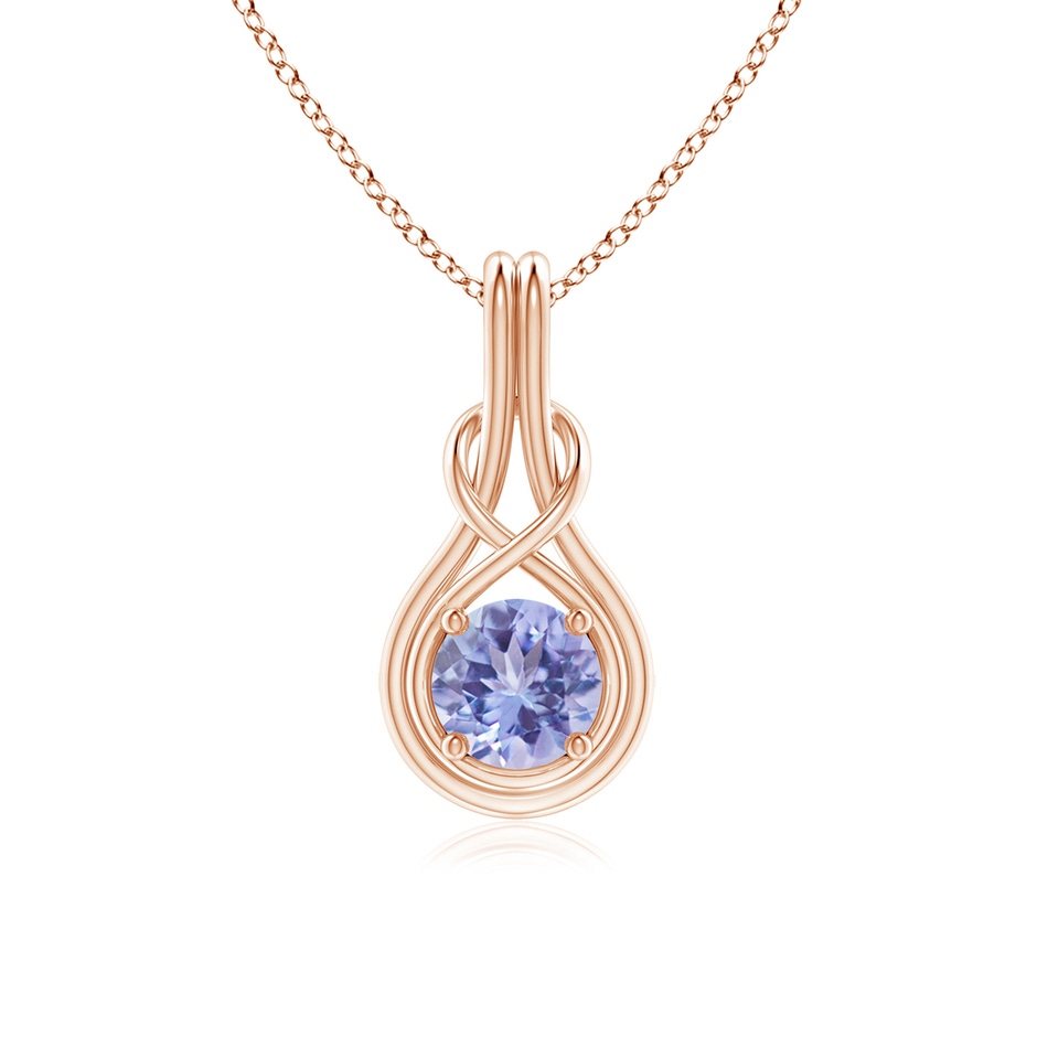 6mm A Round Tanzanite Solitaire Infinity Knot Pendant in Rose Gold 