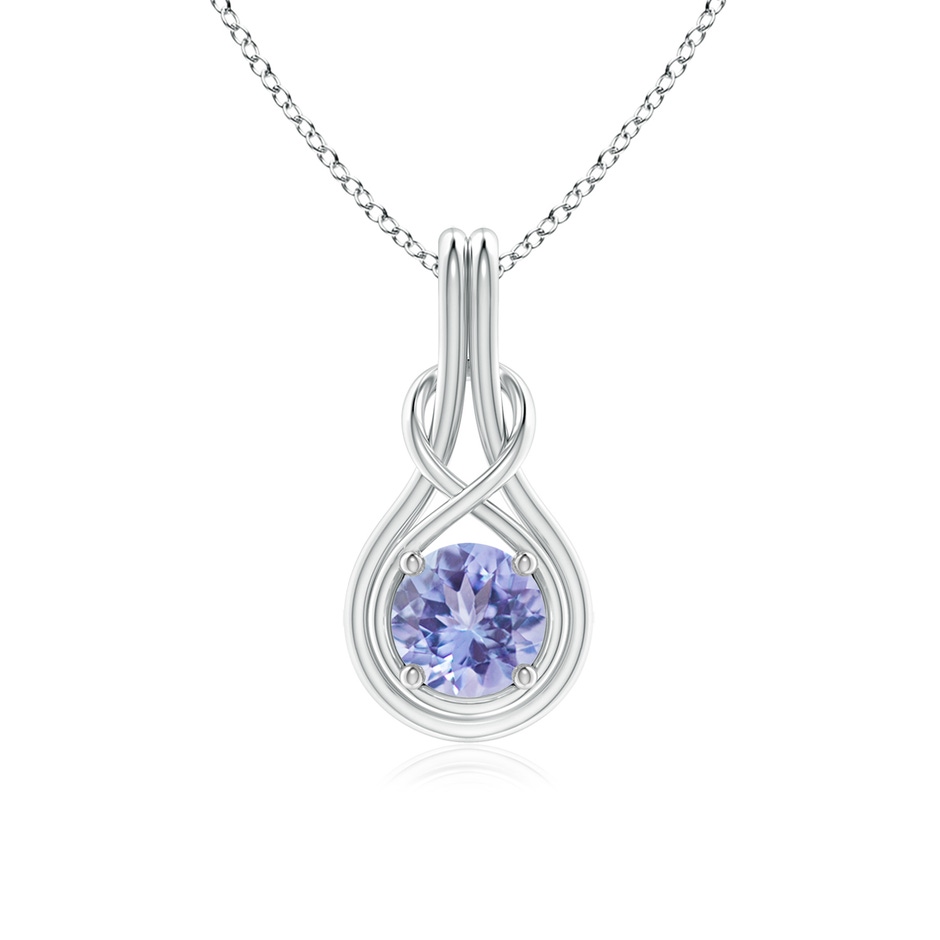 6mm A Round Tanzanite Solitaire Infinity Knot Pendant in White Gold 