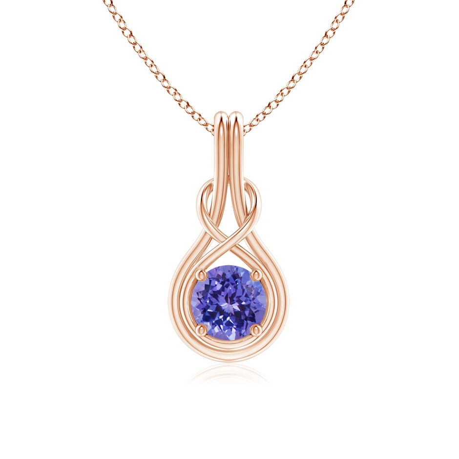 6mm AA Round Tanzanite Solitaire Infinity Knot Pendant in Rose Gold 