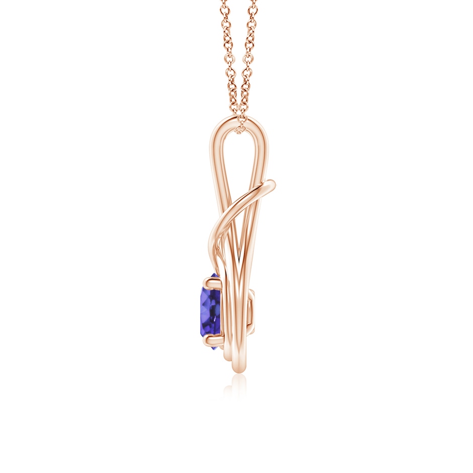 6mm AA Round Tanzanite Solitaire Infinity Knot Pendant in Rose Gold side 199