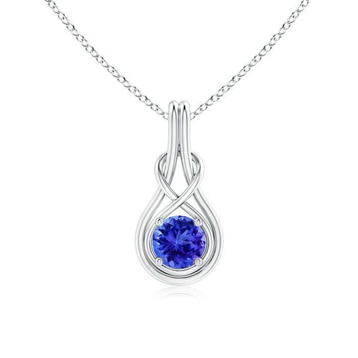 6mm AAA Round Tanzanite Solitaire Infinity Knot Pendant in White Gold 