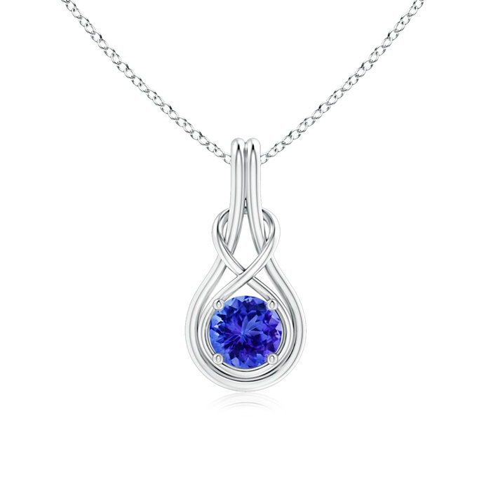 6mm AAA Round Tanzanite Solitaire Infinity Knot Pendant in White Gold