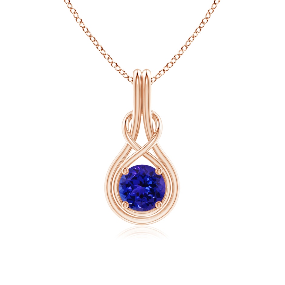 6mm AAAA Round Tanzanite Solitaire Infinity Knot Pendant in Rose Gold 