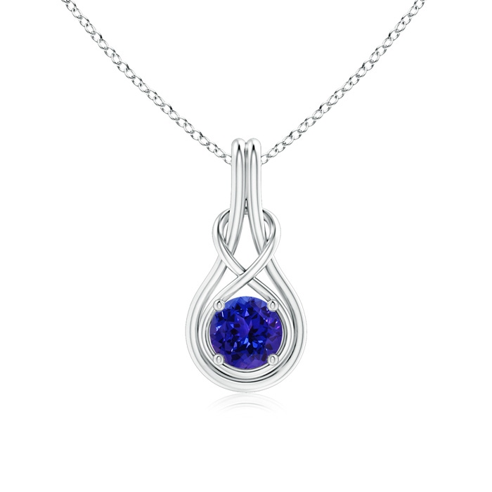 6mm AAAA Round Tanzanite Solitaire Infinity Knot Pendant in White Gold 