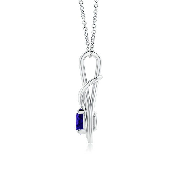 6mm AAAA Round Tanzanite Solitaire Infinity Knot Pendant in White Gold Side 1