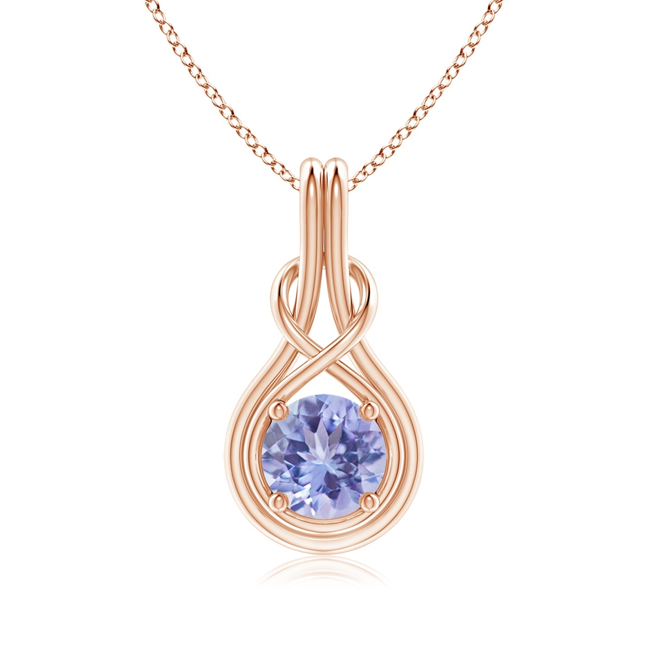 7mm A Round Tanzanite Solitaire Infinity Knot Pendant in Rose Gold 