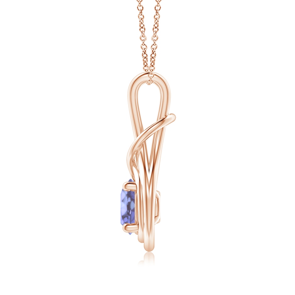 7mm A Round Tanzanite Solitaire Infinity Knot Pendant in Rose Gold side 199