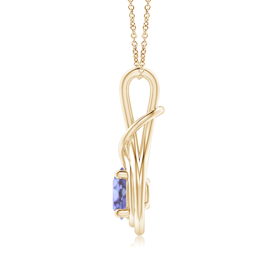 7mm A Round Tanzanite Solitaire Infinity Knot Pendant in Yellow Gold side 199