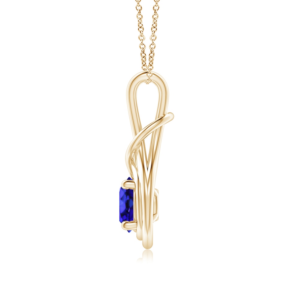 7mm AAA Round Tanzanite Solitaire Infinity Knot Pendant in Yellow Gold side 199