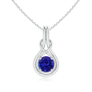 7mm AAAA Round Tanzanite Solitaire Infinity Knot Pendant in P950 Platinum