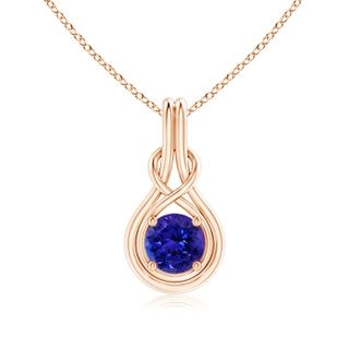 7mm AAAA Round Tanzanite Solitaire Infinity Knot Pendant in Rose Gold