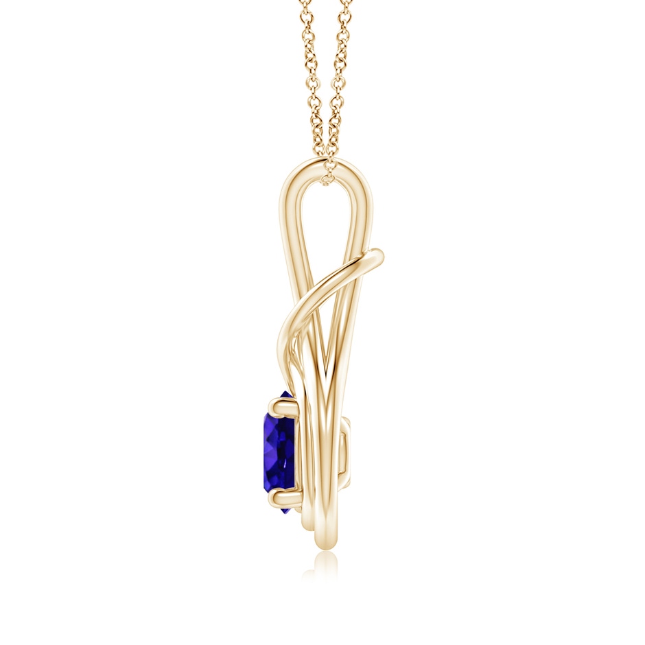 7mm AAAA Round Tanzanite Solitaire Infinity Knot Pendant in Yellow Gold side 199