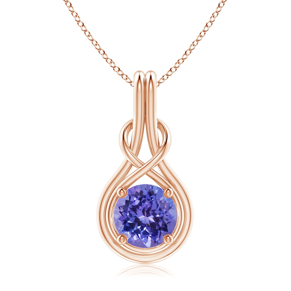 8mm AA Round Tanzanite Solitaire Infinity Knot Pendant in Rose Gold 