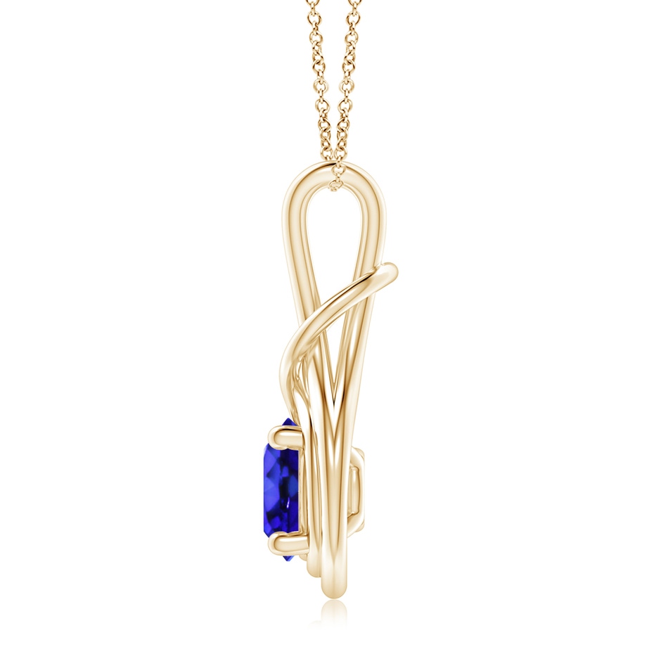 8mm AAA Round Tanzanite Solitaire Infinity Knot Pendant in Yellow Gold side 199