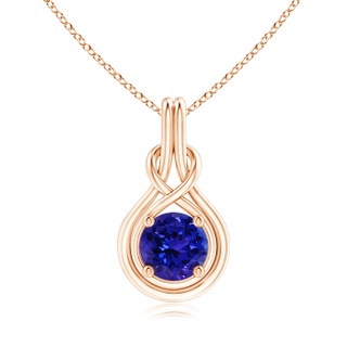 8mm AAAA Round Tanzanite Solitaire Infinity Knot Pendant in Rose Gold