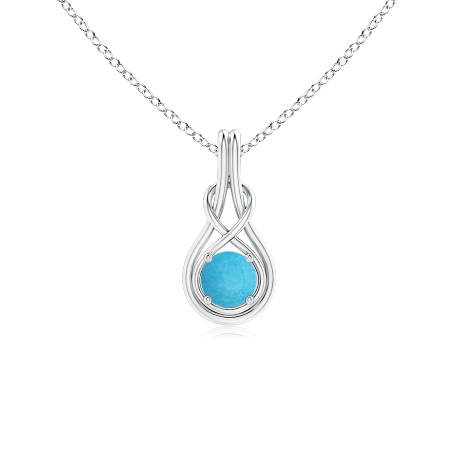 5mm A Round Turquoise Solitaire Infinity Knot Pendant in S999 Silver 