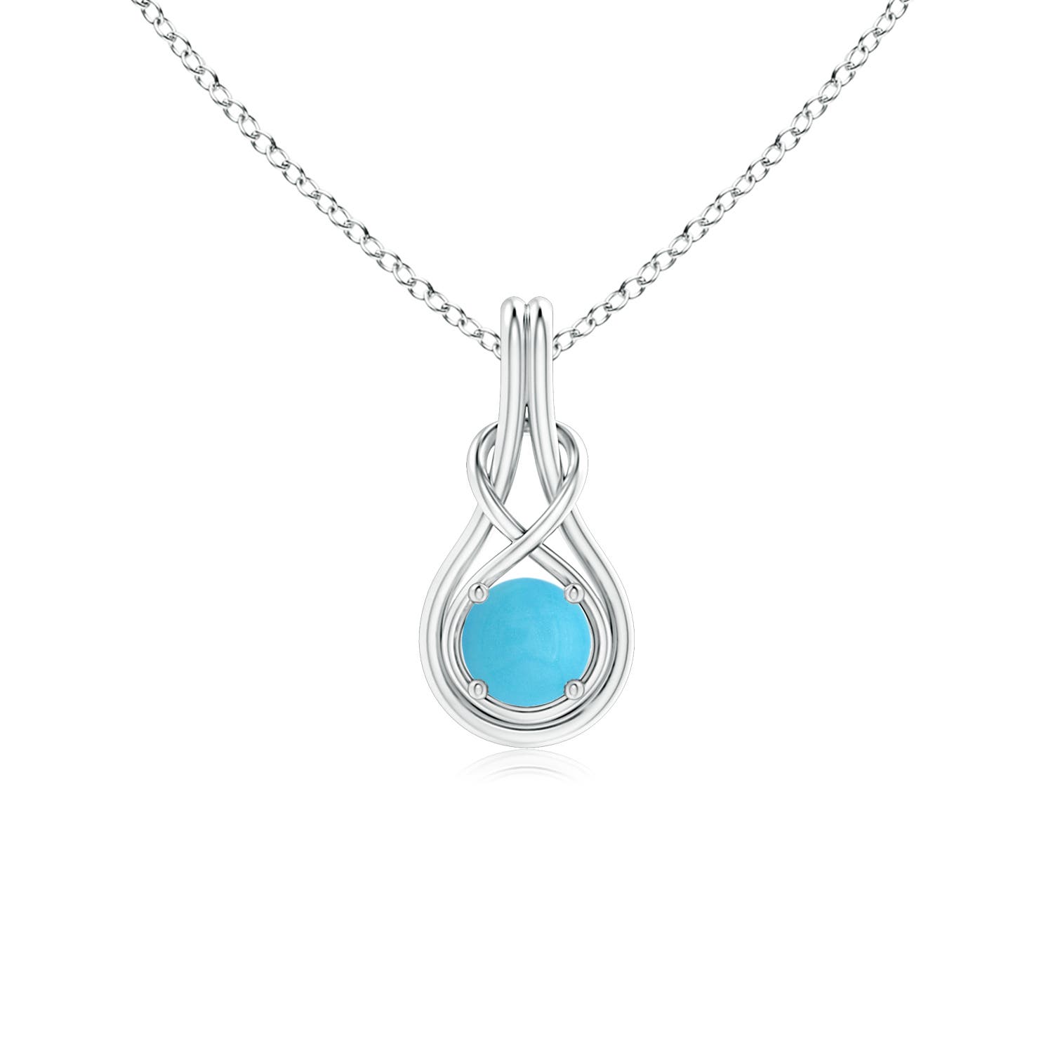 Round Turquoise Solitaire Infinity Knot Pendant