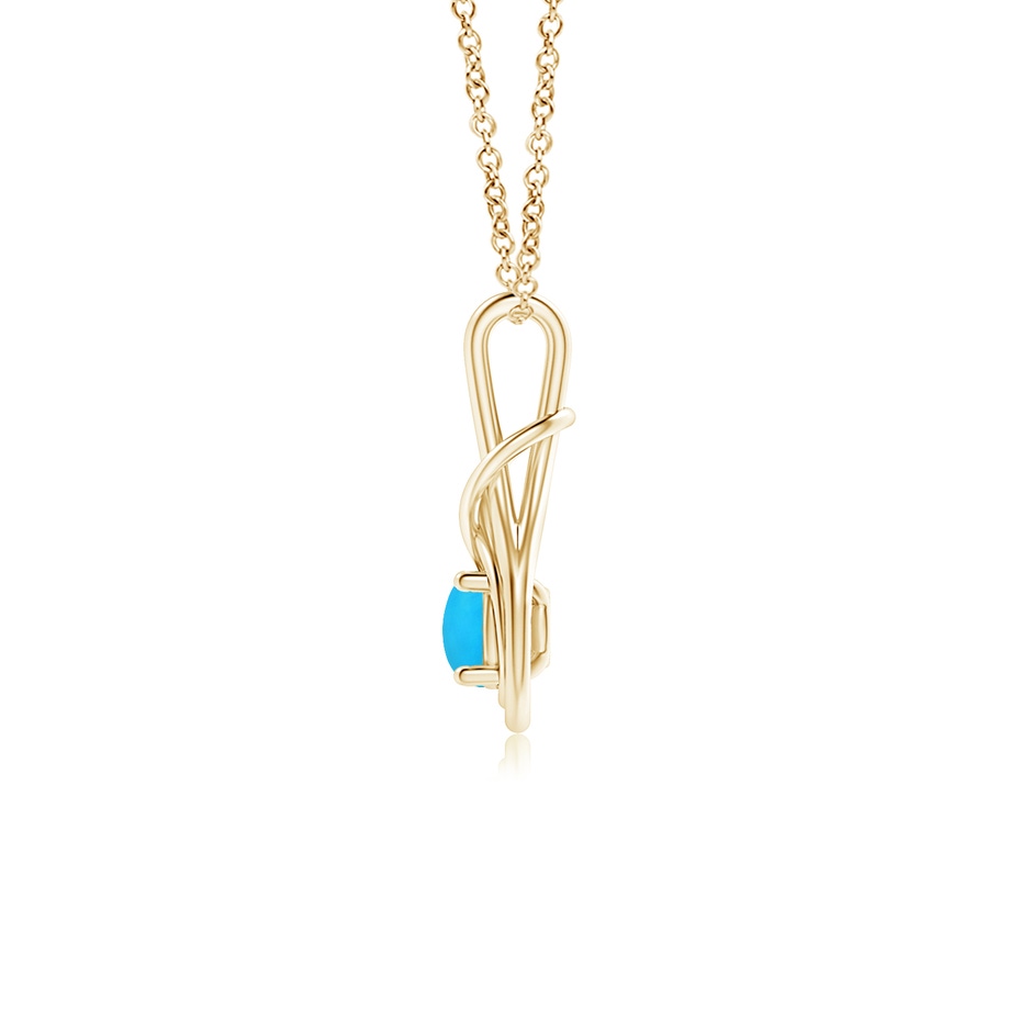 5mm AAAA Round Turquoise Solitaire Infinity Knot Pendant in Yellow Gold side 1