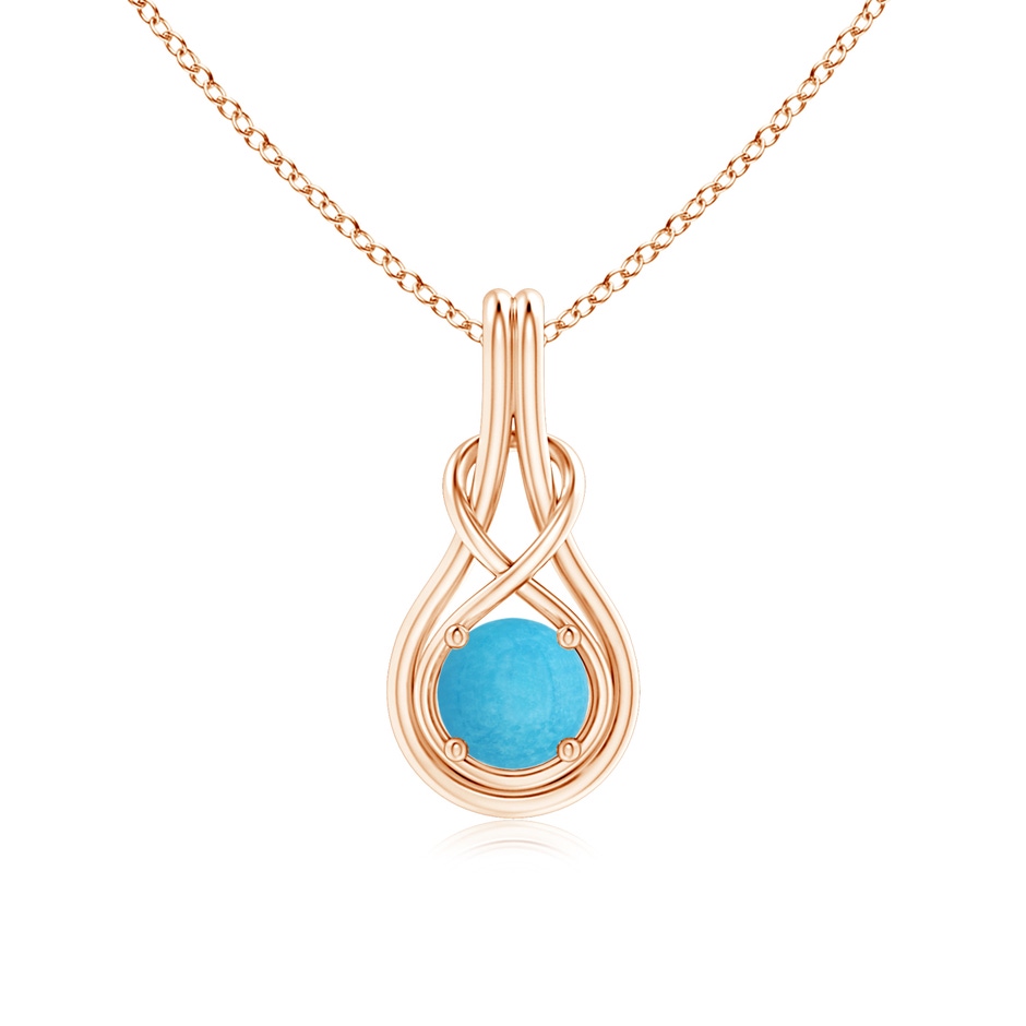 6mm A Round Turquoise Solitaire Infinity Knot Pendant in Rose Gold 
