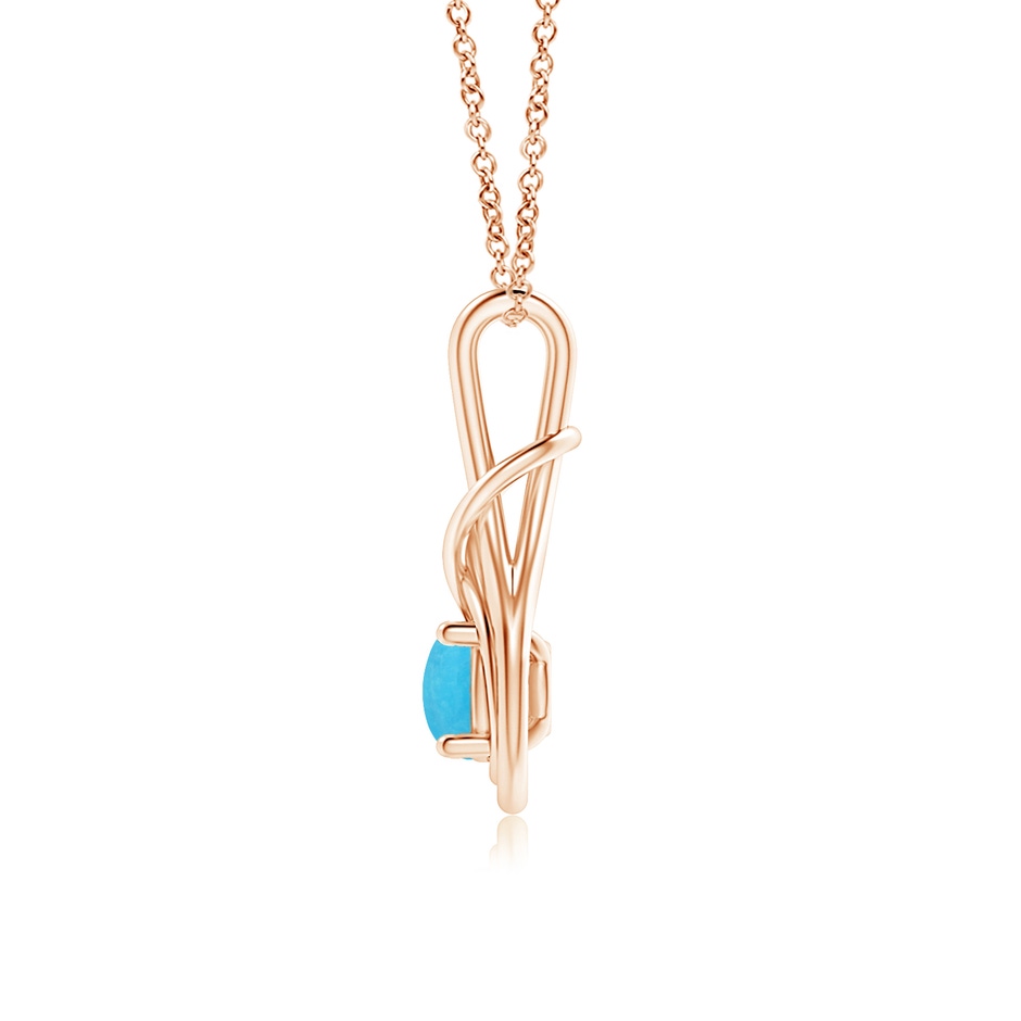 6mm A Round Turquoise Solitaire Infinity Knot Pendant in Rose Gold side 1