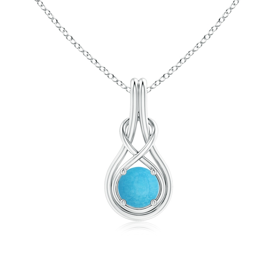 6mm A Round Turquoise Solitaire Infinity Knot Pendant in S999 Silver 