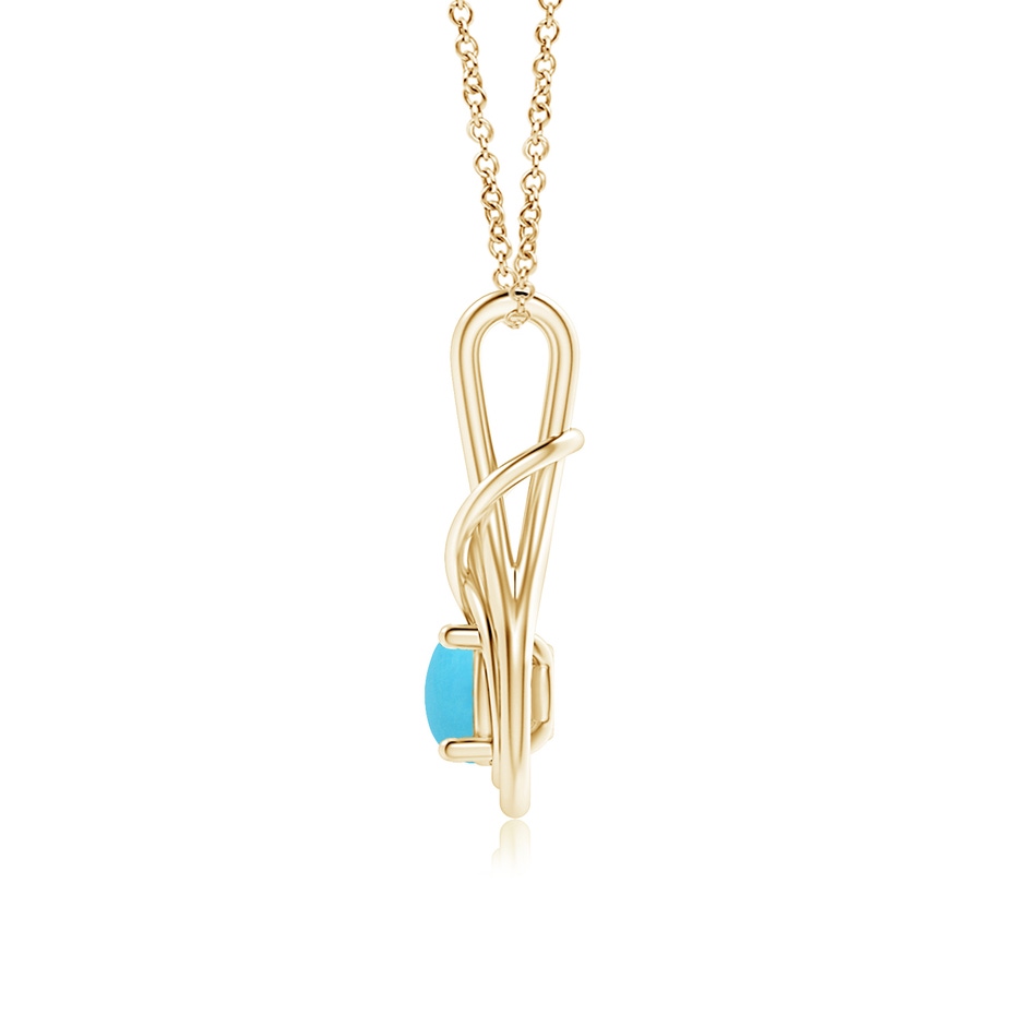 6mm AA Round Turquoise Solitaire Infinity Knot Pendant in Yellow Gold side 1