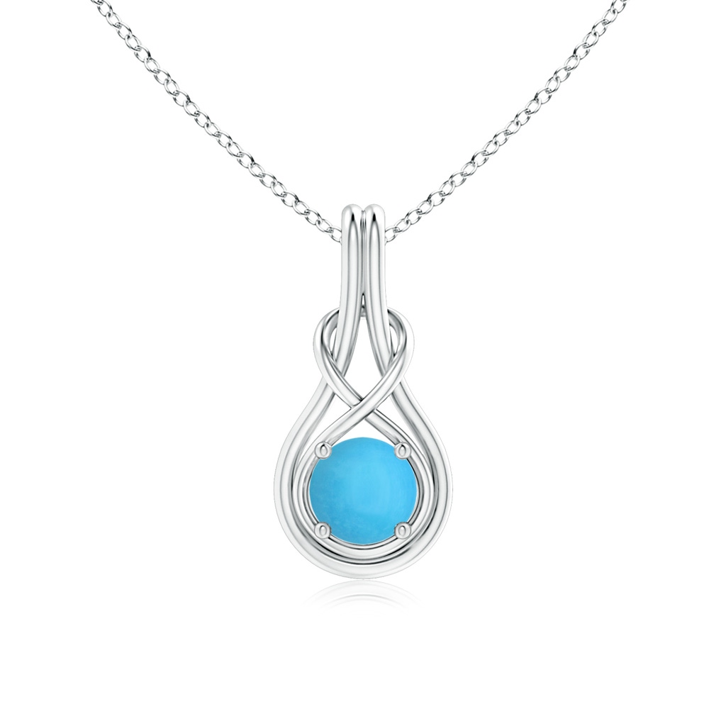 6mm AAA Round Turquoise Solitaire Infinity Knot Pendant in S999 Silver