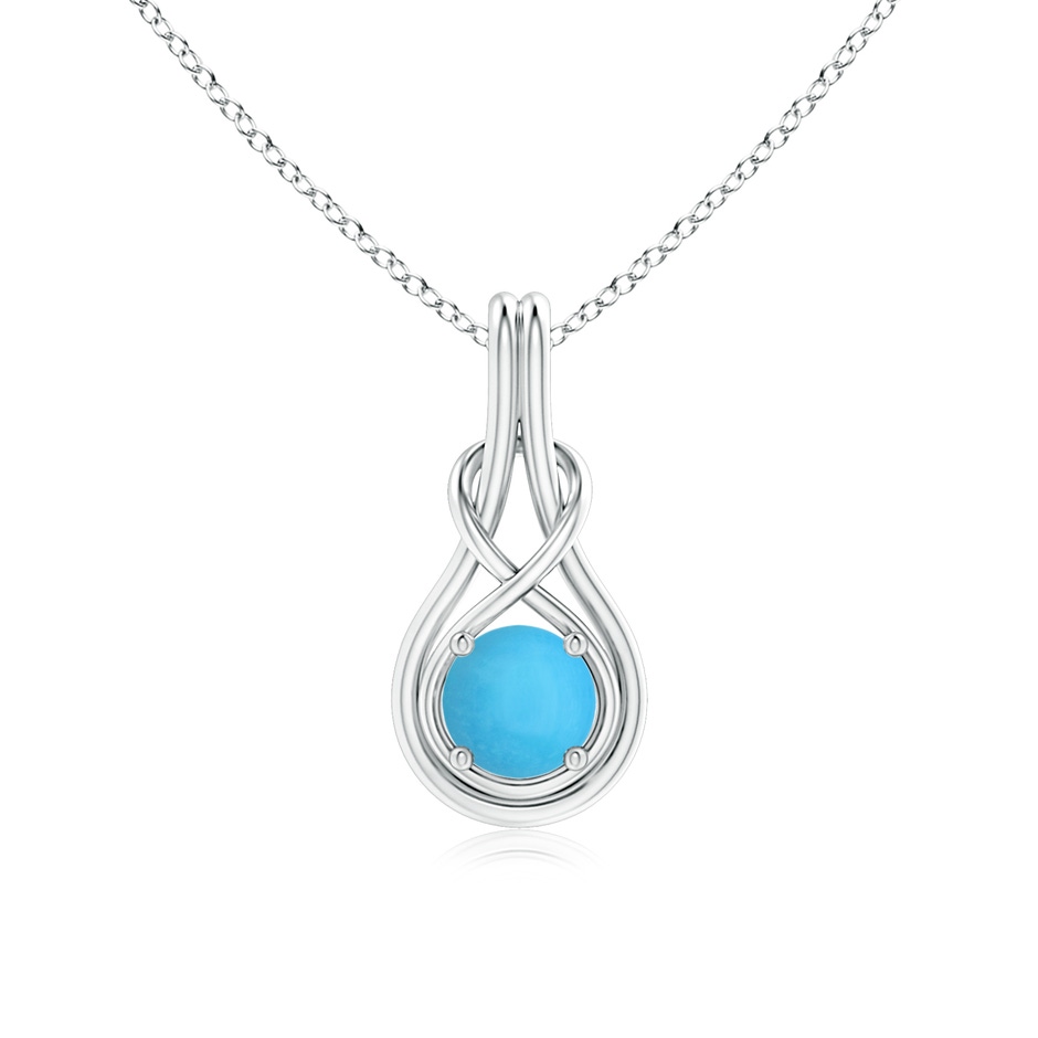 6mm AAA Round Turquoise Solitaire Infinity Knot Pendant in S999 Silver 