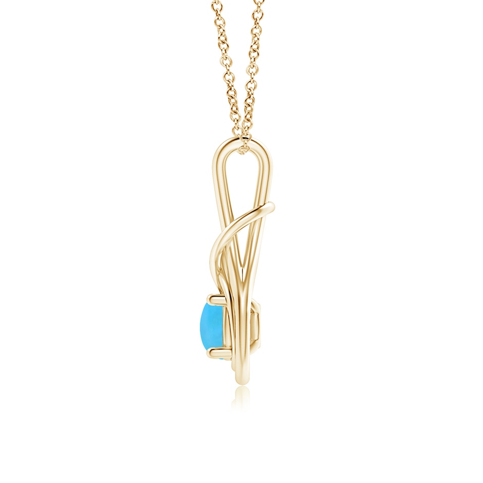 6mm AAA Round Turquoise Solitaire Infinity Knot Pendant in Yellow Gold side 1