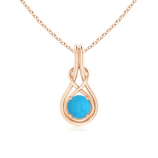 6mm AAAA Round Turquoise Solitaire Infinity Knot Pendant in Rose Gold