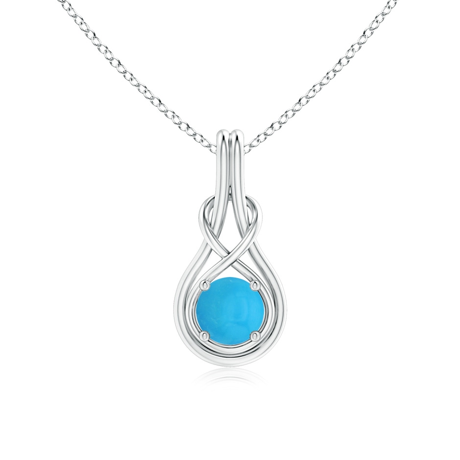 6mm AAAA Round Turquoise Solitaire Infinity Knot Pendant in S999 Silver 