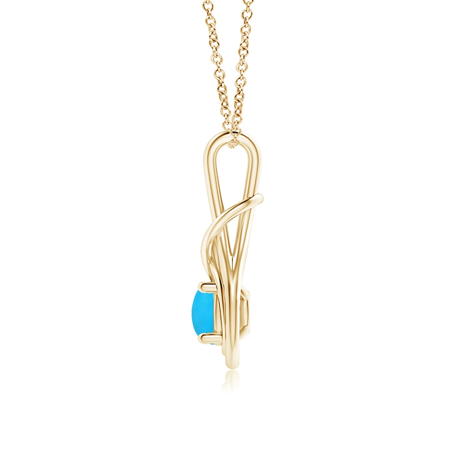 6mm AAAA Round Turquoise Solitaire Infinity Knot Pendant in Yellow Gold side 1