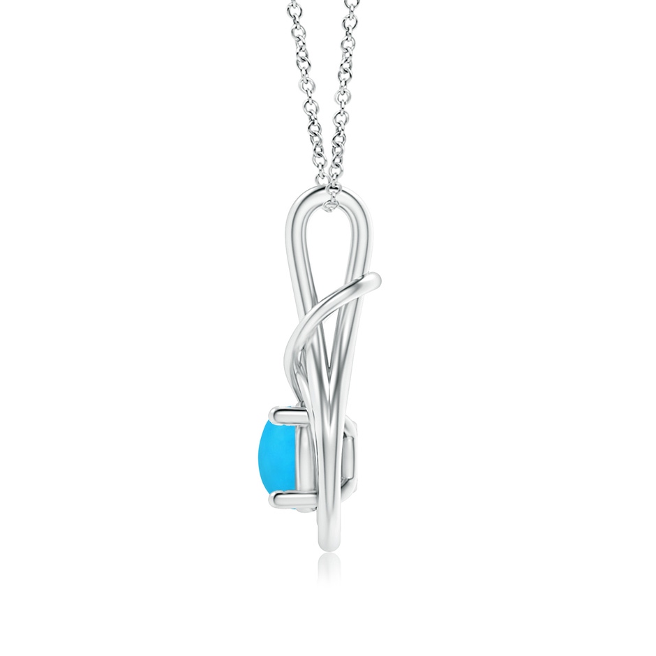 7mm AAAA Round Turquoise Solitaire Infinity Knot Pendant in White Gold side 1