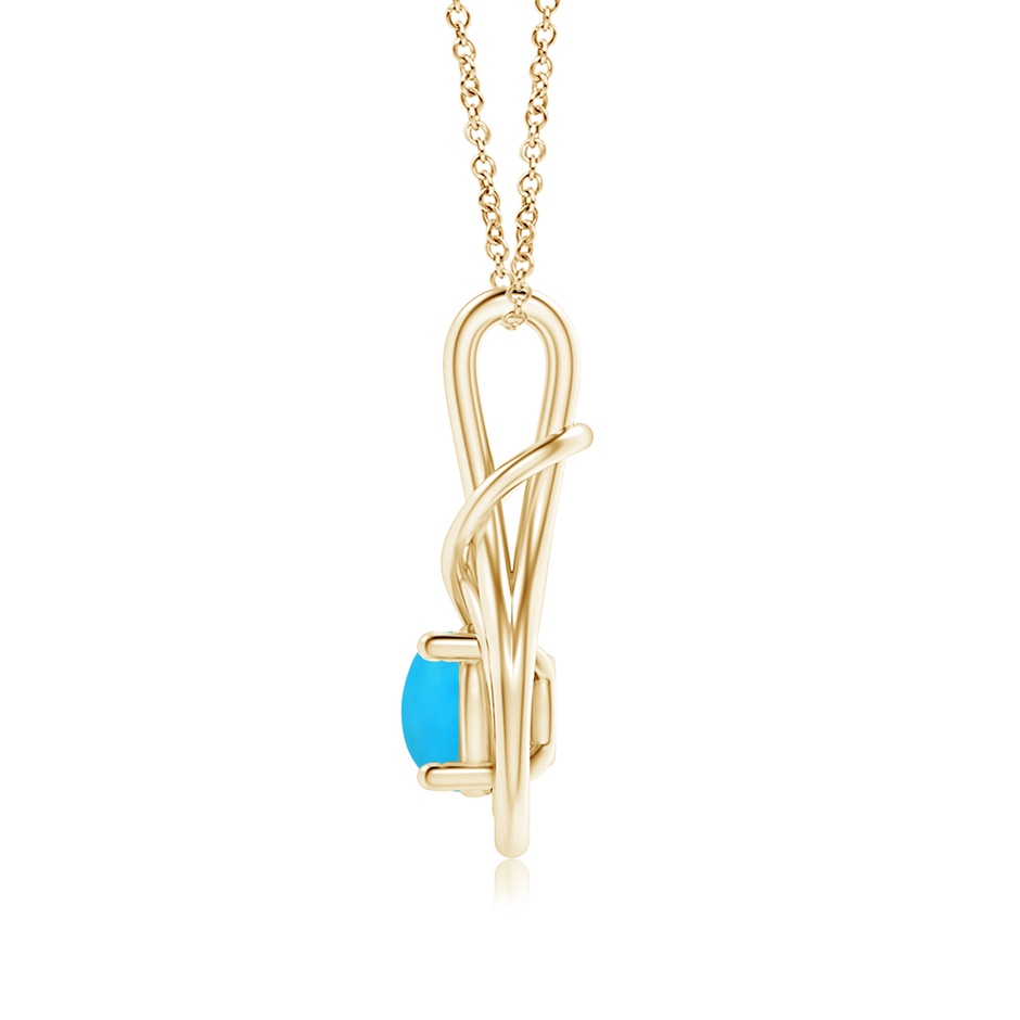 7mm AAAA Round Turquoise Solitaire Infinity Knot Pendant in Yellow Gold side 1