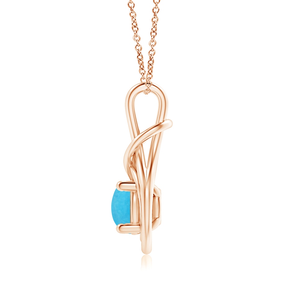 8mm A Round Turquoise Solitaire Infinity Knot Pendant in Rose Gold side 1