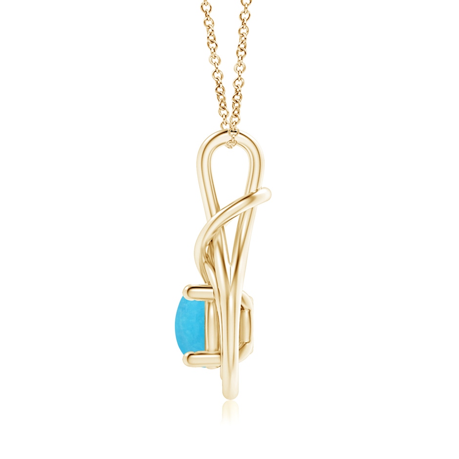 8mm A Round Turquoise Solitaire Infinity Knot Pendant in Yellow Gold side 1