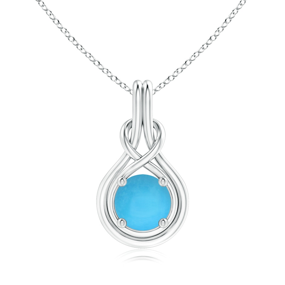 8mm AAA Round Turquoise Solitaire Infinity Knot Pendant in White Gold 