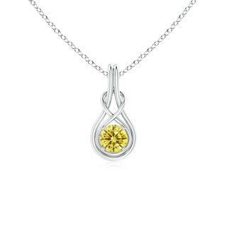 5.1mm AAAA Round Fancy Intense Yellow Diamond Solitaire Infinity Knot Pendant in P950 Platinum