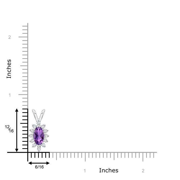 8x4mm AAA Vintage Style Marquise Amethyst Pendant with Diamond Halo in White Gold Product Image