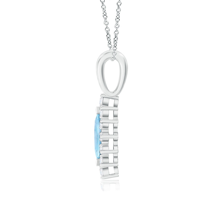 8x4mm AAA Vintage Style Marquise Aquamarine Pendant with Diamond Halo in White Gold Product Image