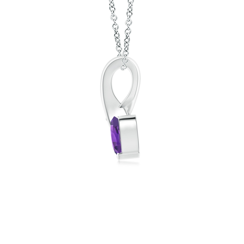 4mm AAA Heart-Shaped Amethyst Ribbon Pendant with Diamond in P950 Platinum side 199