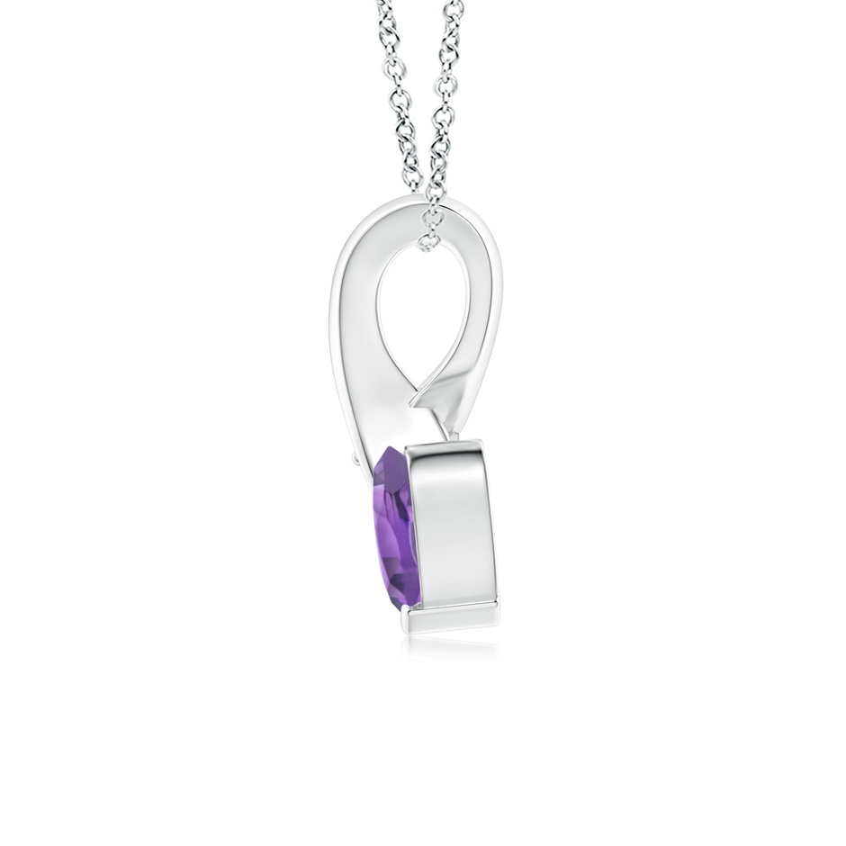 5mm A Heart-Shaped Amethyst Ribbon Pendant with Diamond in White Gold side 199