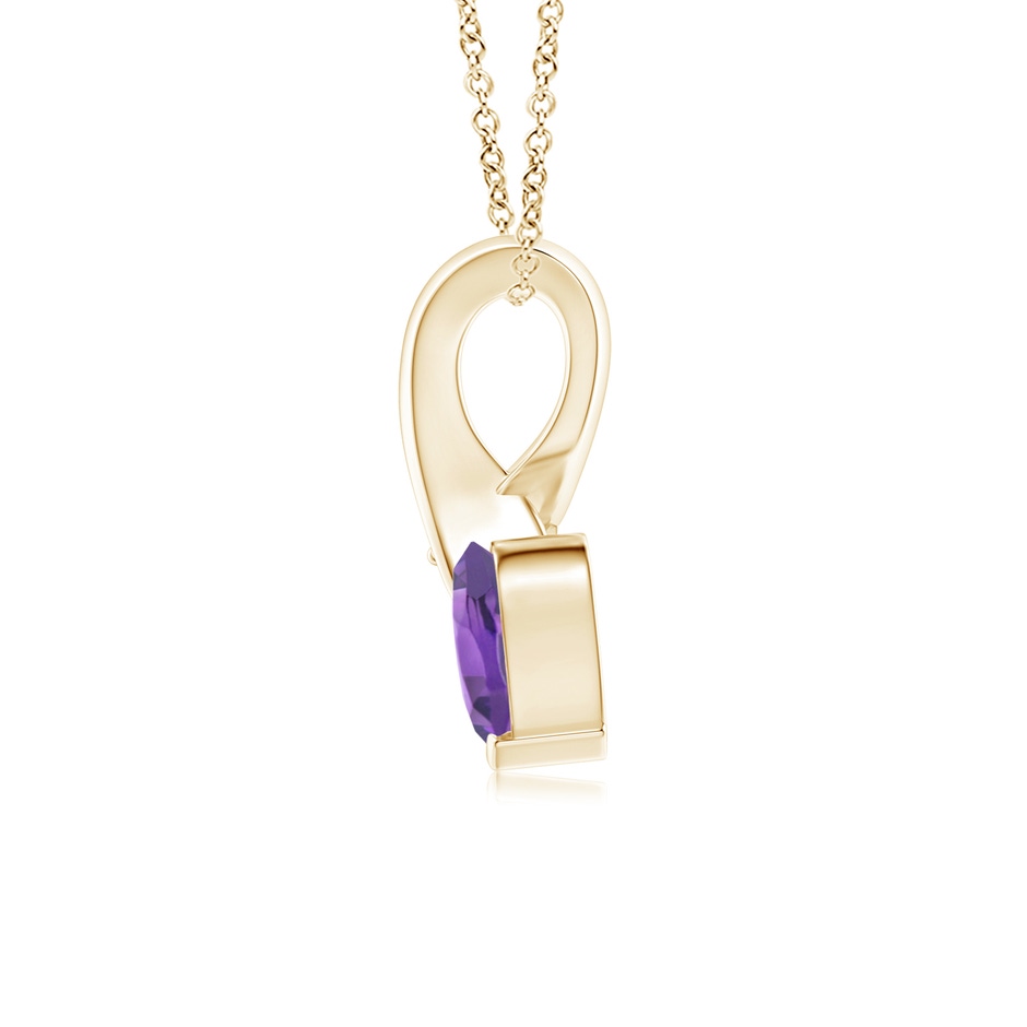 5mm AA Heart-Shaped Amethyst Ribbon Pendant with Diamond in 18K Yellow Gold side 199